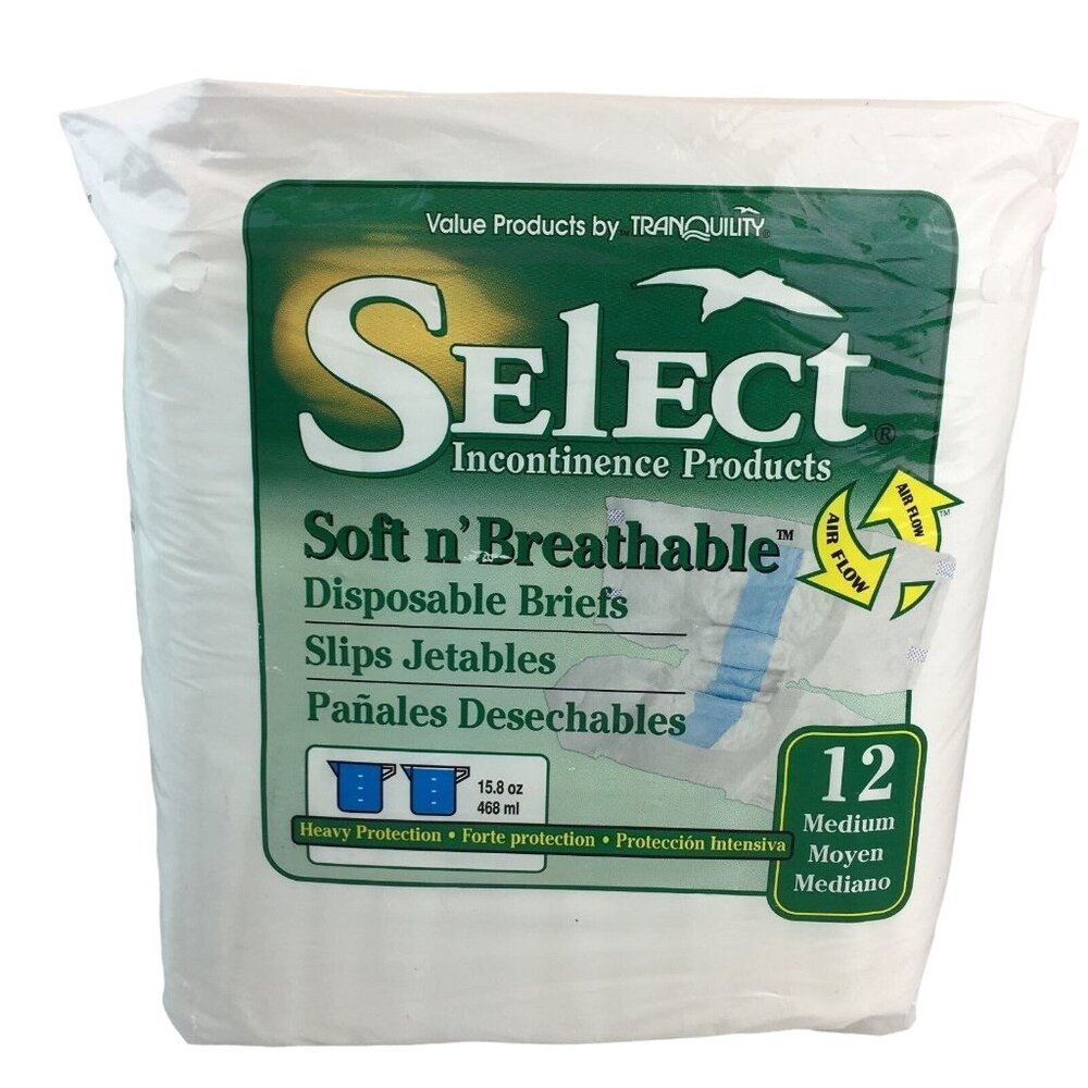 Adult Disposable Briefs M 32 to 44 In Select Soft and Breathable Diapers u - Picture 1 of 7